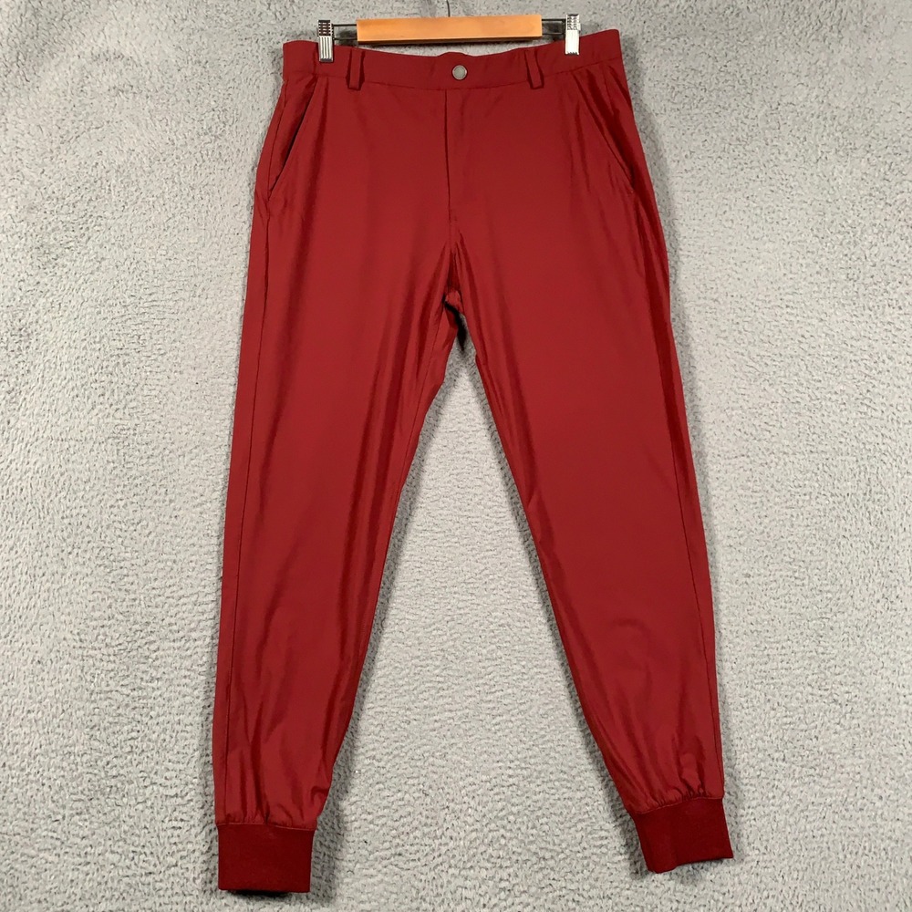 REDVANLY Kent Golf Jogger Pants Men's Large L Red Pull On Stretch Performance